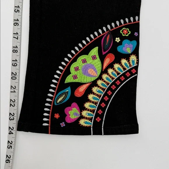 DG By Diane Gilman Womens Embroidered Crop Jeans Black Stretch 16W Stretch Boho - Picture 6 of 12